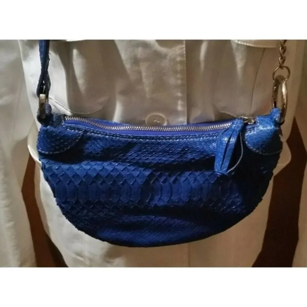 GIORGIA R Royal Blue Gen Python Snakeskin Purse - Picture 7 of 10